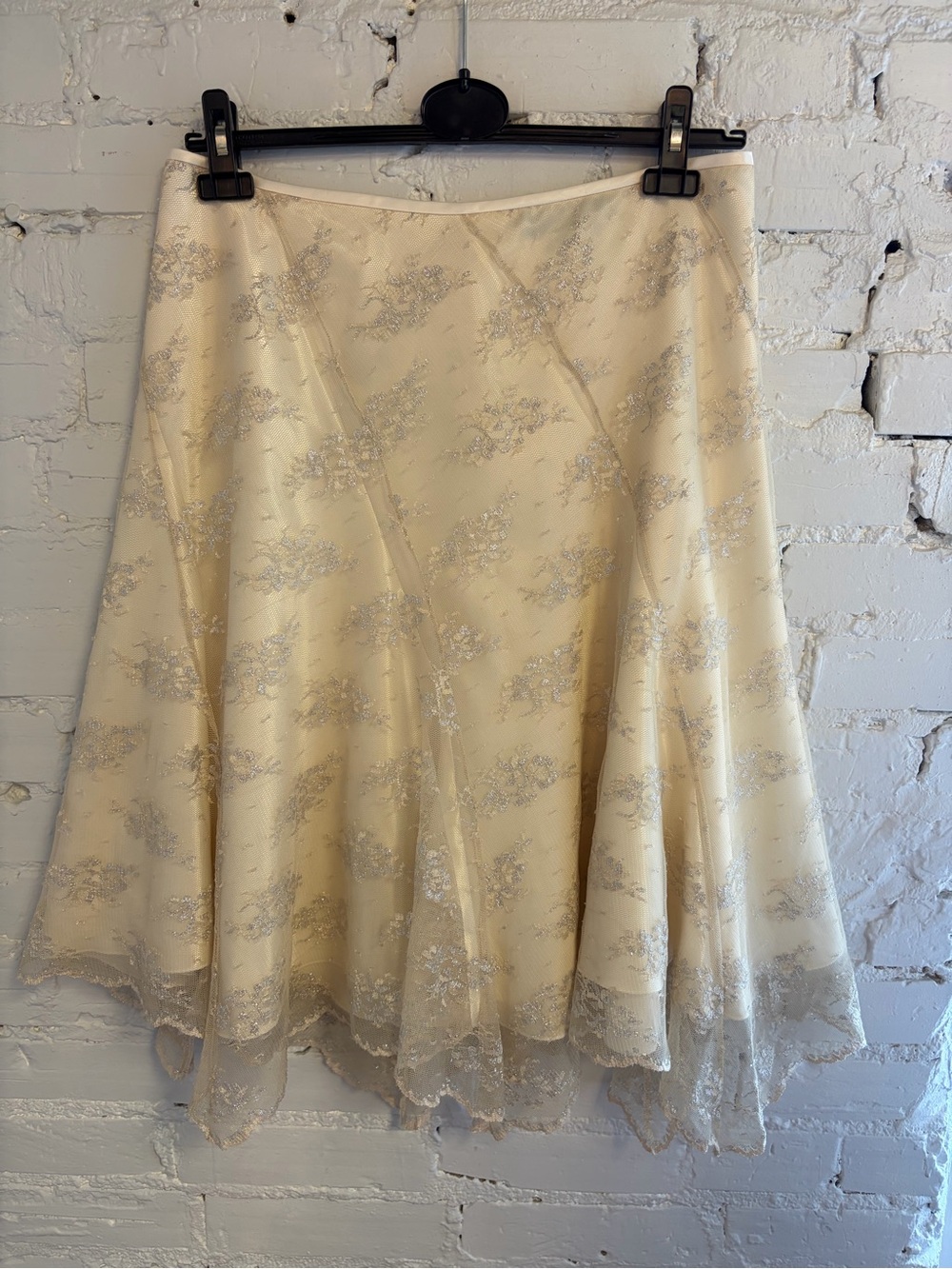 Dreamy Cream Skirt with Lace Overlay